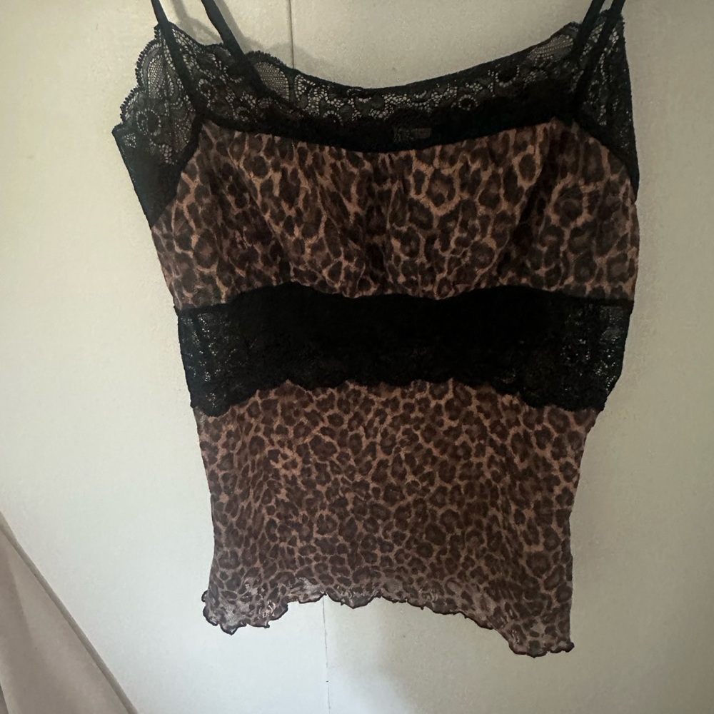 Hanky Panky Animal Print Cami with Black Lace